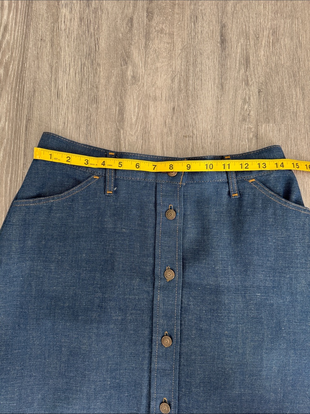 Vintage 1970s Levi's Orange Tab Medium Blue Button-Front A-Line Denim Skirt - Picture 8 of 16